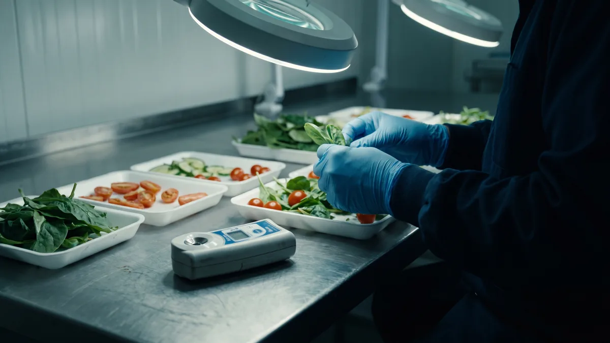 Technicians carrying out food quality testing in a laboratory